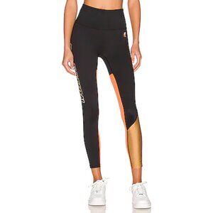 P.E Nation High Rise Athletic‎ Workout Logo Yoga Lightweight Leggings Black Tan